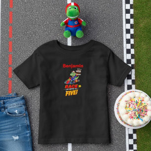 T-shirt Pour Les Tous Petits 5e Anniversaire Dinosaure Course Automobile Prêt