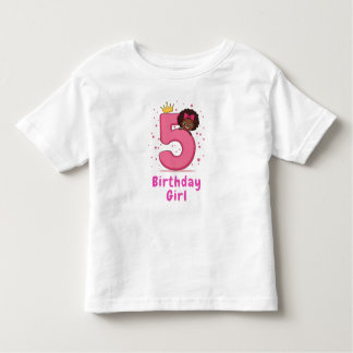 T-shirt Pour Les Tous Petits 5e anniversaire fille rose nombre Couronne cheveux
