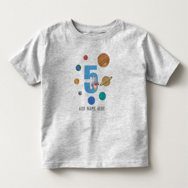 T-shirt Pour Les Tous Petits 5e anniversaire Planète système solaire (Devant)