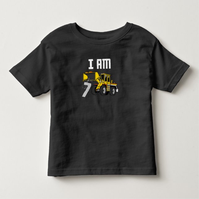 T-shirt Pour Les Tous Petits 7e anniversaire Construction d'un excavateur de 7  (Devant)