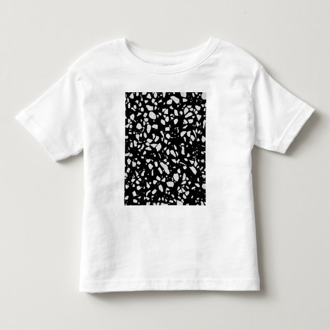 T-shirt Pour Les Tous Petits Abstrait Terrazzo Mosaic Motif noir et blanc (Devant)