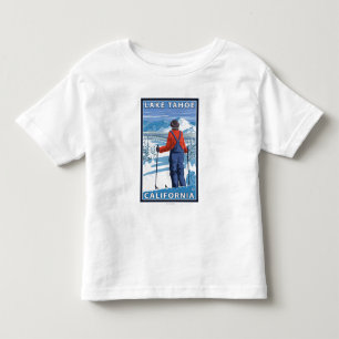 T-shirt Pour Les Tous Petits Admirer de skieur - le lac Tahoe, la Californie