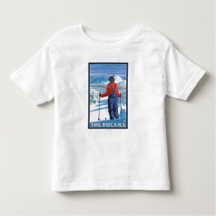 T-shirt Pour Les Tous Petits Admirer de skieur - les Rocheuses