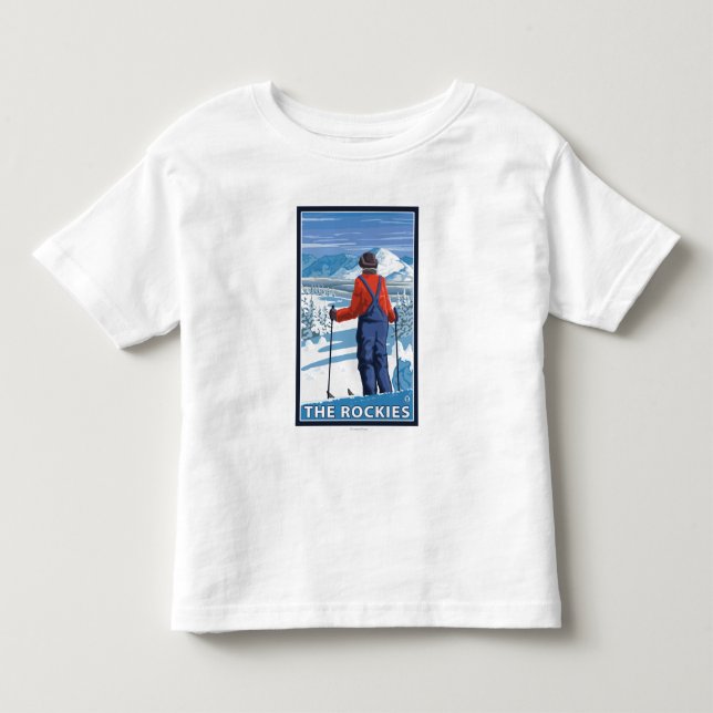 T-shirt Pour Les Tous Petits Admirer de skieur - les Rocheuses (Devant)
