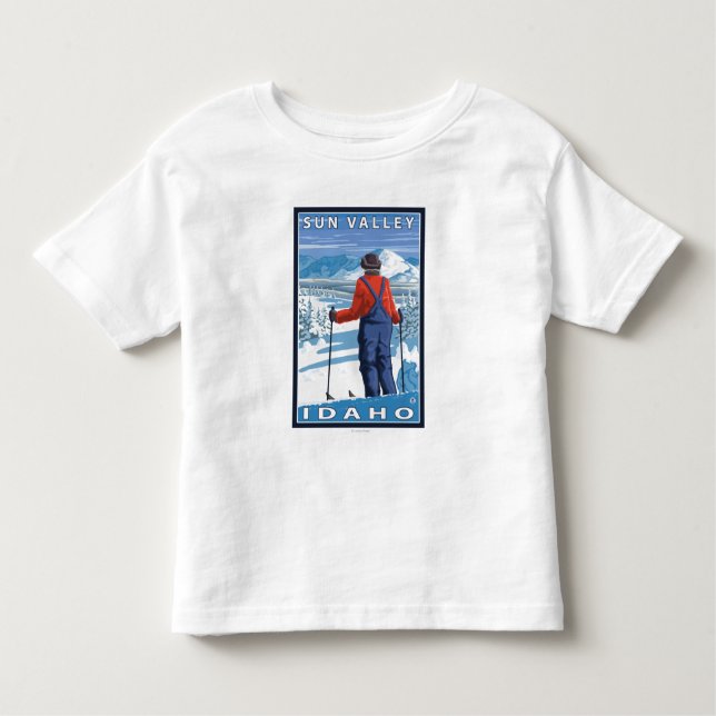 T-shirt Pour Les Tous Petits Admirer de skieur - Sun Valley, Idaho (Devant)