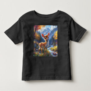 T-shirt Pour Les Tous Petits Adorable Cerf de Bébé dans une forêt enchantée