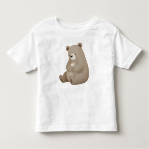 T-shirt Pour Les Tous Petits Adorable Ours Brun à la Marguerite – Illustration 