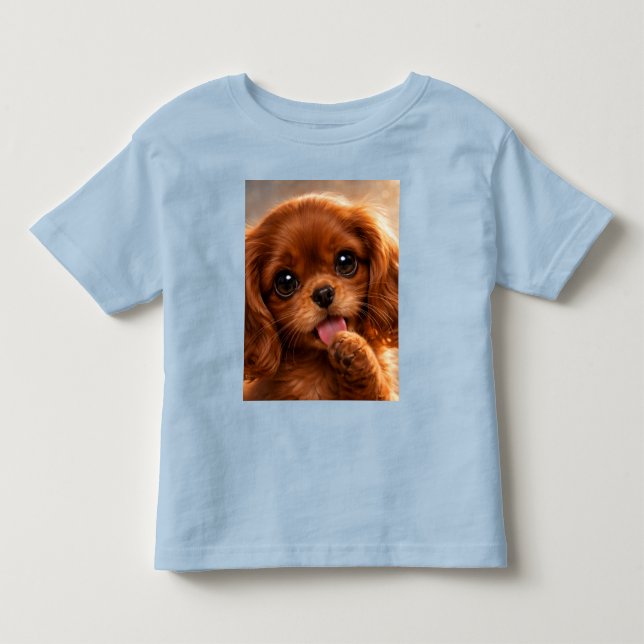 T-shirt Pour Les Tous Petits Adorable Ruby Cavalier Spaniel (Devant)