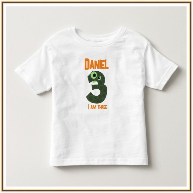 T-shirt Pour Les Tous Petits Adorable Vert & Orange I AM TROIS (Créateur téléchargé)