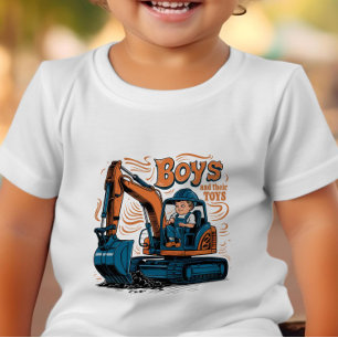 T-shirt Pour Les Tous Petits Adventure Await : Petit Garçon en Bulldozer