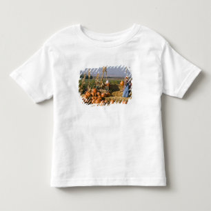 T-shirt Pour Les Tous Petits Affichage de citrouille avec des balles de foin et