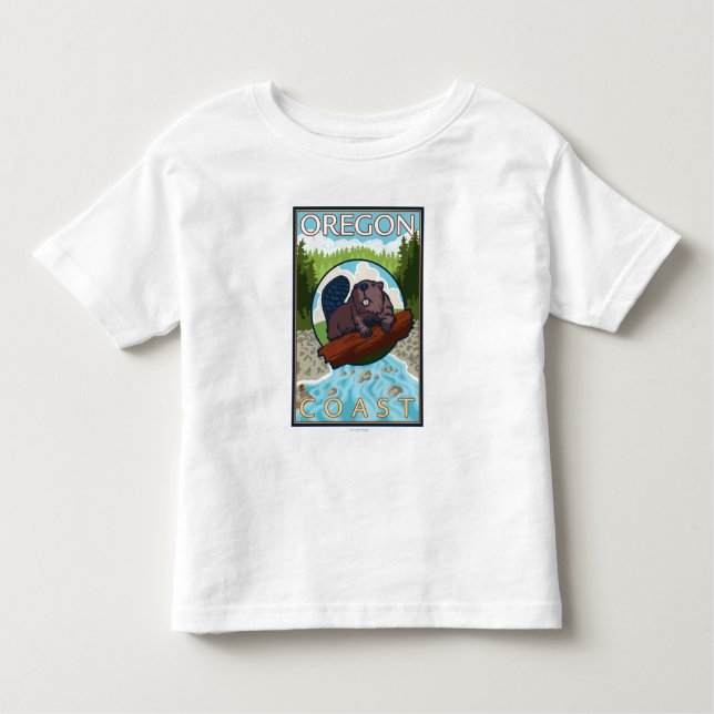T-shirt Pour Les Tous Petits Affiche de castor et de voyage de (Devant)