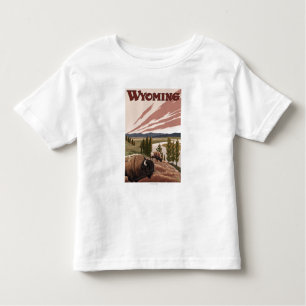 T-shirt Pour Les Tous Petits Affiche de Vintage voyage de bison de la rivière