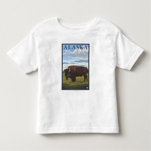 T-shirt Pour Les Tous Petits Affiche de Vintage voyage de scène de bison