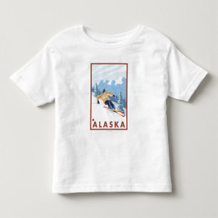 T-shirt Pour Les Tous Petits Affiche de Vintage voyage de Skieur de neige de