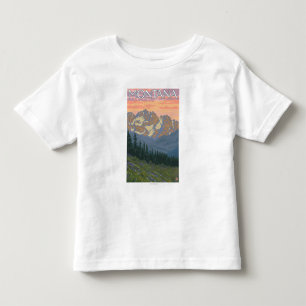 T-shirt Pour Les Tous Petits Affiche de voyage de FlowersMontanaVintage de