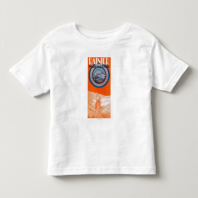 T-shirt Pour Les Tous Petits Affiche du mont Rainier - équitation (Devant)