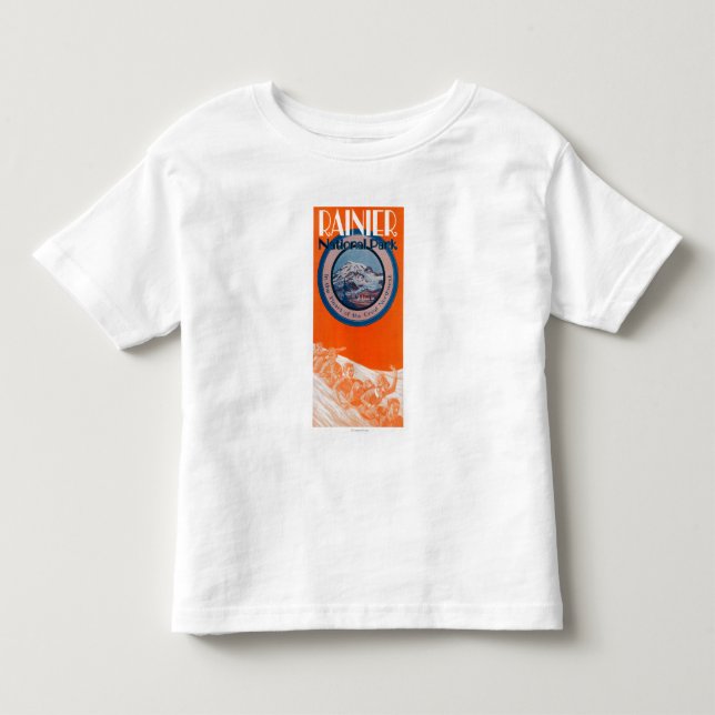 T-shirt Pour Les Tous Petits Affiche du mont Rainier - Sledding (Devant)