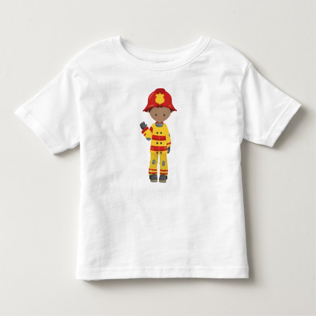 T-shirt Pour Les Tous Petits African American Boy, pompier, pompier, casque (Devant)