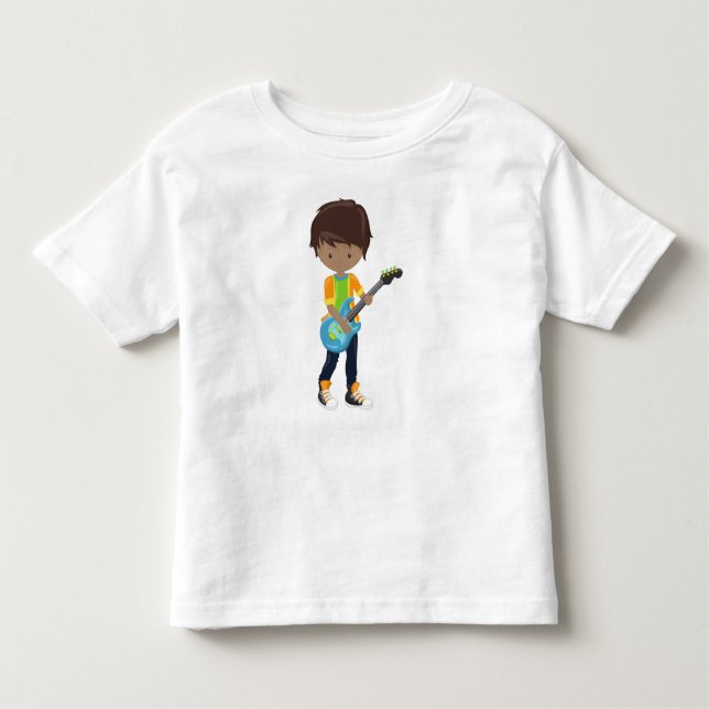 T-shirt Pour Les Tous Petits African American Boy, Rock Boy, Guitare (Devant)