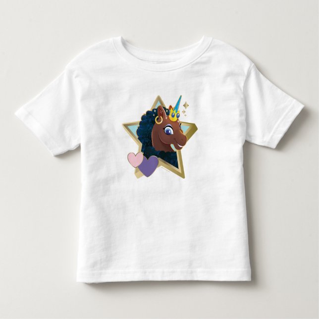T-shirt Pour Les Tous Petits Afro Unicorn étoile magique (Devant)