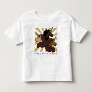 T-shirt Pour Les Tous Petits Afro Unicorn Trio : Unique, Divine et Magique