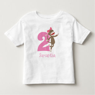 T-shirt Pour Les Tous Petits Âge d'anniversaire de la petite fille de singe de 