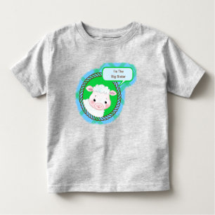T-shirt Pour Les Tous Petits agneau d'élevage en vichy bleu vert avec citation