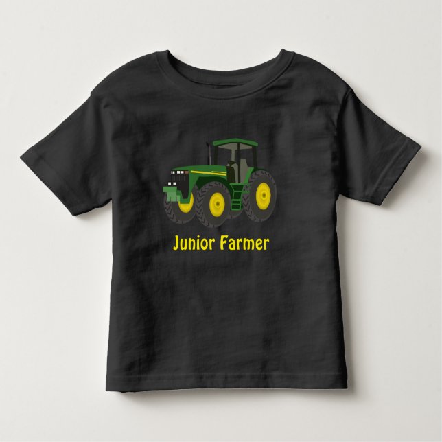 T-shirt Pour Les Tous Petits "Agriculteur junior" et tracteur vert (Devant)