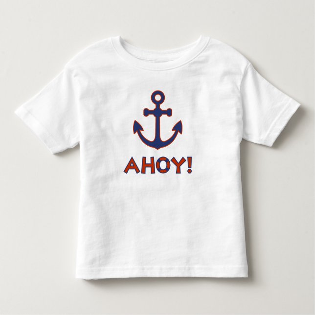 T-shirt Pour Les Tous Petits AHOY ! Bouée + Design Ancre Rouge+Bleu (Devant)