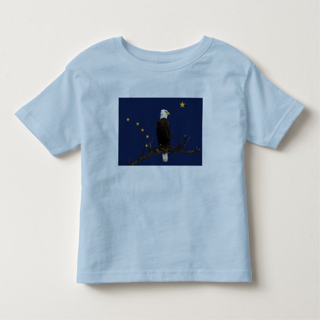 T-shirt Pour Les Tous Petits Aigle Et Drapeau De L'Alaska (Devant)