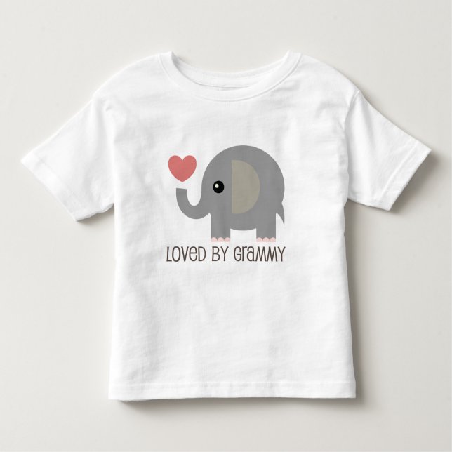 T-shirt Pour Les Tous Petits Aimé par l'éléphant de coeur de Grammy (Devant)