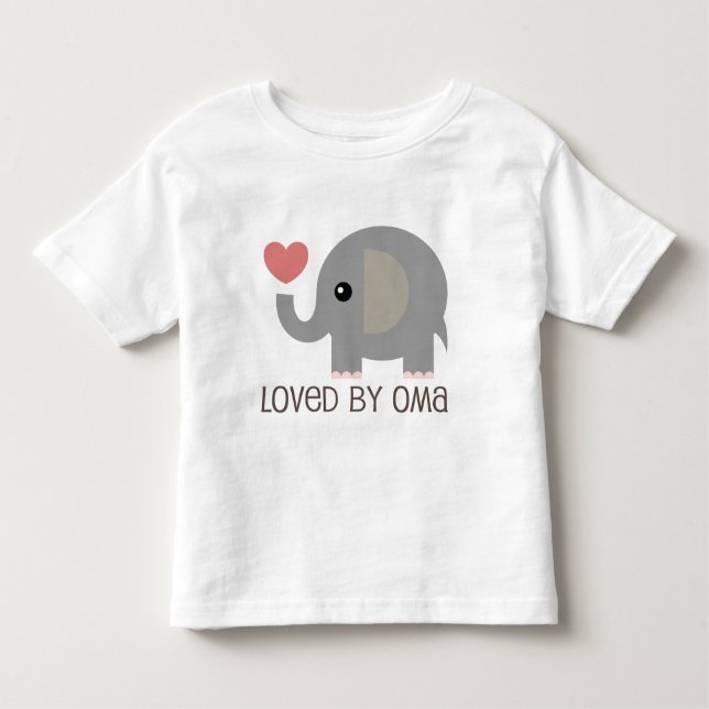 T-shirt Pour Les Tous Petits Aimé par l'éléphant de coeur d'Oma (Devant)