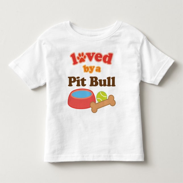 T-shirt Pour Les Tous Petits Aimé par un Pitbull (race de chien) (Devant)