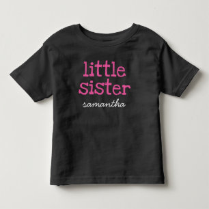 T-shirt Pour Les Tous Petits Ajouter un nom Pink Text Little Sister Dark T-shir