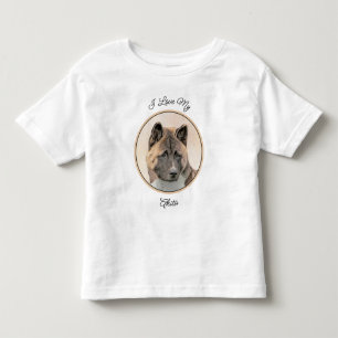 T-shirt Pour Les Tous Petits Akita Peinture - Cute Original Chien Art