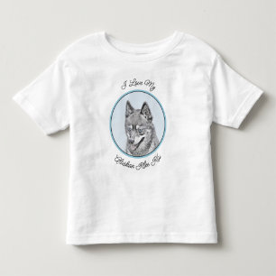 T-shirt Pour Les Tous Petits Alaskan Klee Kai Peinture - Cute Original Chien Ar
