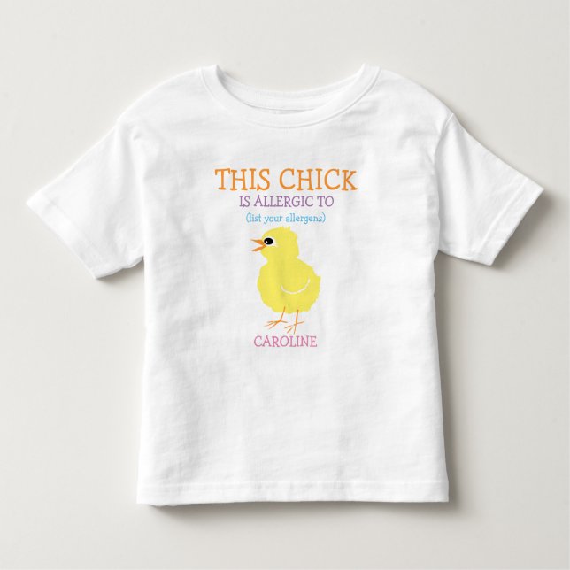 T-shirt Pour Les Tous Petits Alerte d'allergie personnalisée par poussin jaune (Devant)