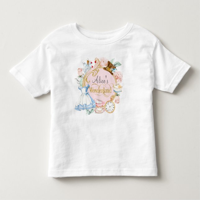 T-shirt Pour Les Tous Petits Alice dans l'Onederland, 1er anniversaire de fille (Devant)