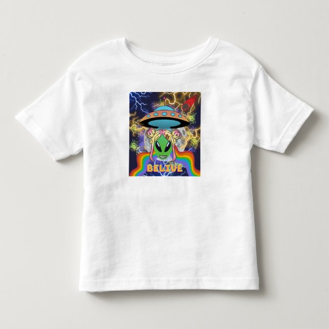 T-SHIRT POUR LES TOUS PETITS ALIEN, CROIRE (Devant)