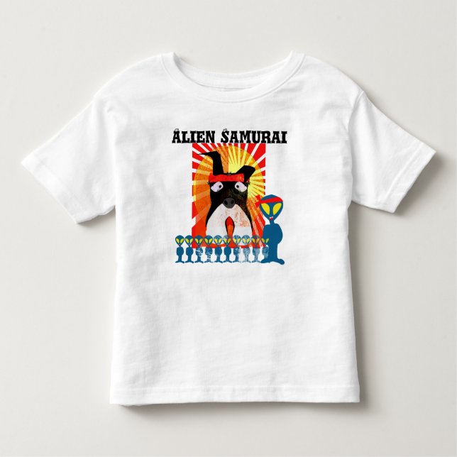 T-shirt Pour Les Tous Petits Alien Samurai avec son Samurai Terrier Dog (Devant)
