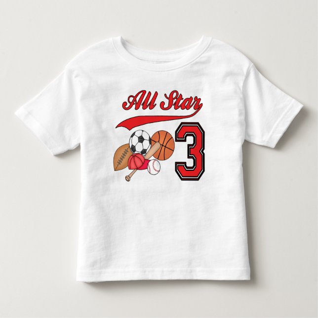 T-shirt Pour Les Tous Petits All Star Sports 3e anniversaire (Devant)