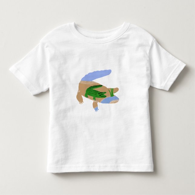 T-shirt Pour Les Tous Petits Alligator Green Whimsical Cartoon Art (Devant)