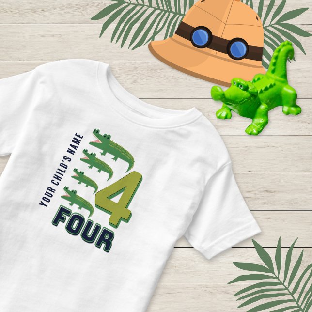 T-shirt Pour Les Tous Petits Alligator Numéro Quatre mignon Personnalisé (Créateur téléchargé)
