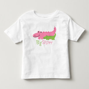 T-shirt Pour Les Tous Petits Alligators roses et verts Grande soeur