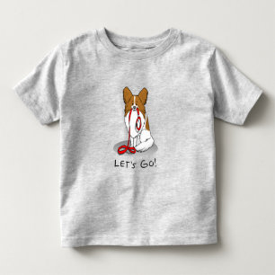 T-shirt Pour Les Tous Petits Allons-y ! (walk) Papillon (white & red) Chien mig