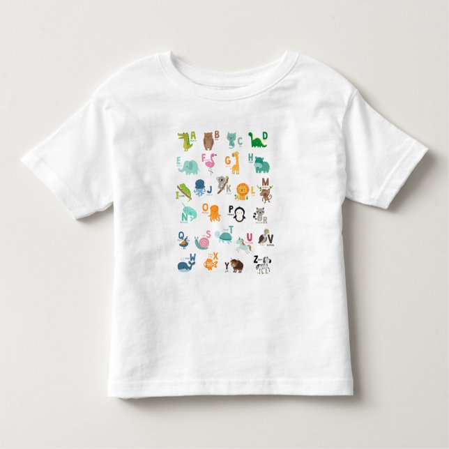 T-shirt Pour Les Tous Petits Alphabet de doodle animal (Devant)