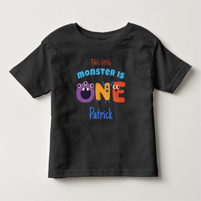 T-shirt Pour Les Tous Petits Alphabet Monstres 1er anniversaire Ce petit monstr (Devant)