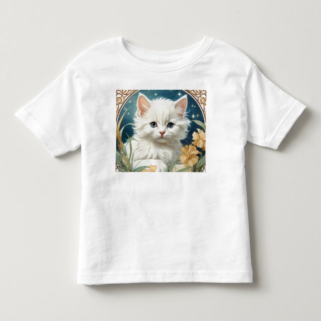 T-shirt Pour Les Tous Petits Alphonse Mucha Art Nouveau Kitten (Devant)