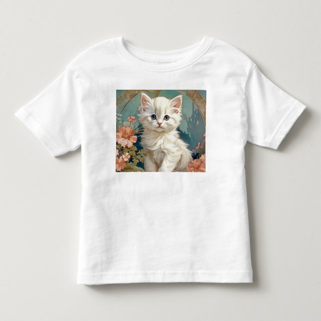 T-shirt Pour Les Tous Petits Alphonse Mucha Style Chat blanc (Devant)